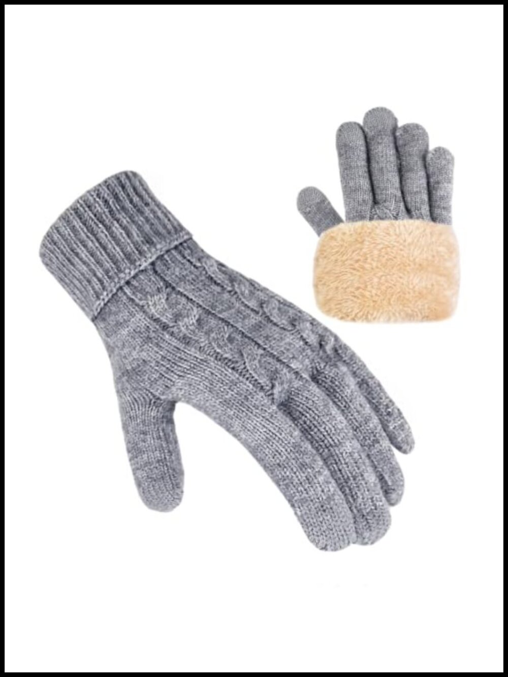 Wool Blend Knit Winter Gloves Touchscreen Fleece Lined Thermal Warm